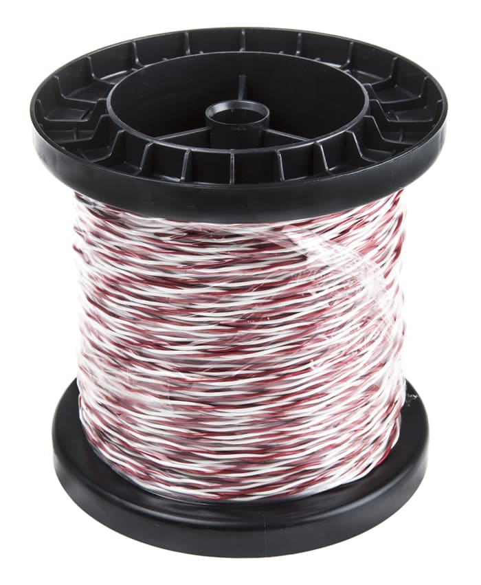 CAE Groupe 2 Core 24 AWG Telephone Cable, 1/0.5 mm, Red/White Sheath, 100m