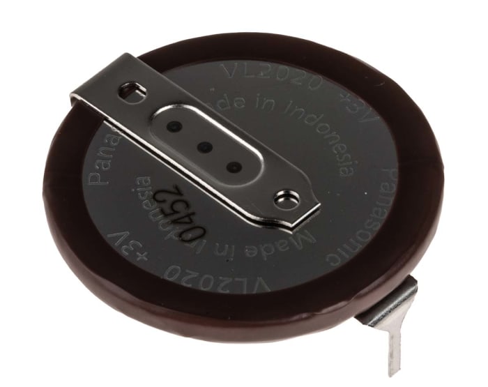 Pile bouton rechargeable Panasonic 3V, 20mAh, 20mm, Lithium Vanadium Pentoxyde, VL2020