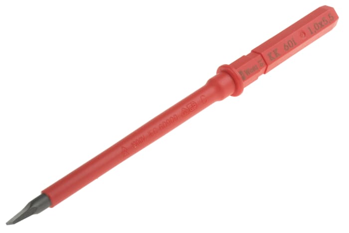 Wera Slotted Insulated Screwdriver Blade, 5.5 x 1 mm Tip, 154 mm Blade, VDE/1000V, 154 mm Overall