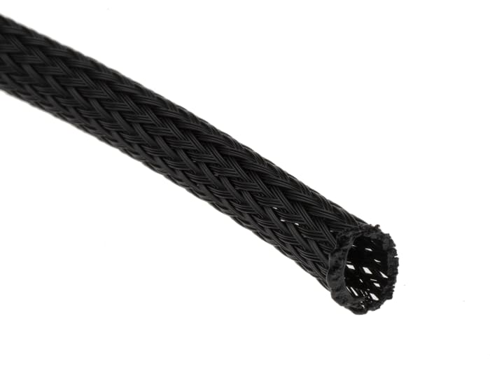 RS PRO, RS PRO Expandable Braided PET Black Cable Sleeve, 19mm Diameter,  30m Length, 408-299