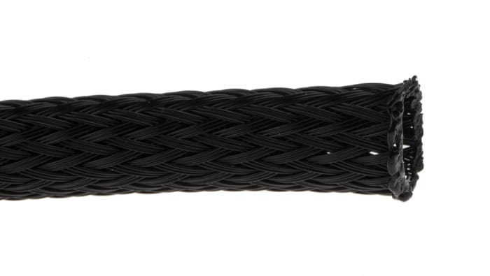 PET Expandable Braided Sleeving 20mm Flat Width 10ft Braided Cable Sleeve  Black 