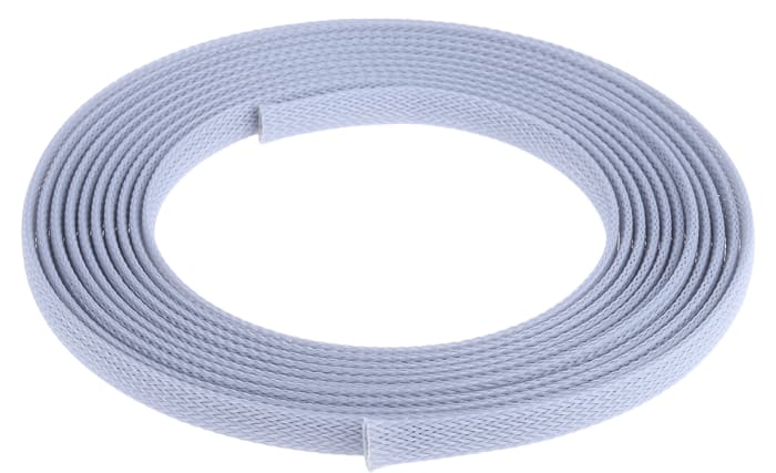 RS PRO, RS PRO Expandable Braided PET Grey Cable Sleeve, 30mm Diameter, 5m  Length, 408-192