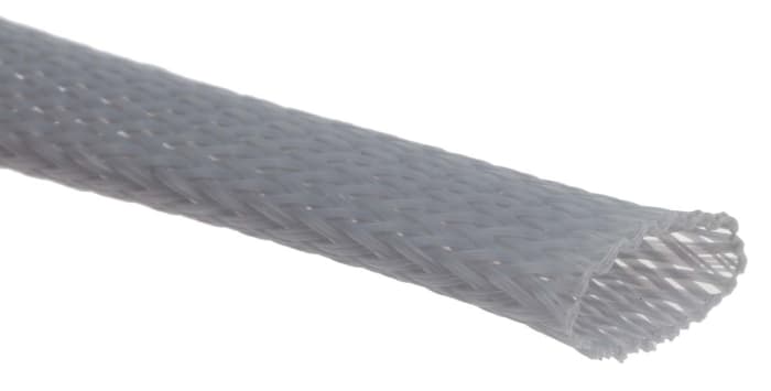 RS PRO Expandable Braided PET Grey Cable Sleeve, 15mm Diameter, 5m Length