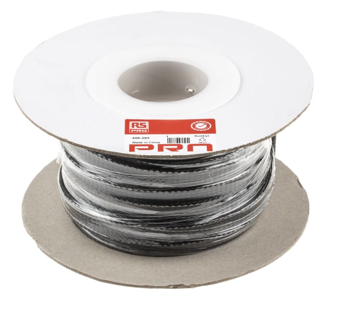 RS PRO, RS PRO Expandable Braided PET Grey Cable Sleeve, 30mm Diameter, 5m  Length, 408-192