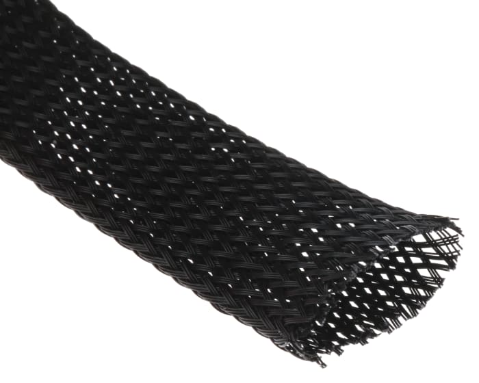 RS PRO  RS PRO Expandable Braided PET Black Cable Sleeve, 19mm