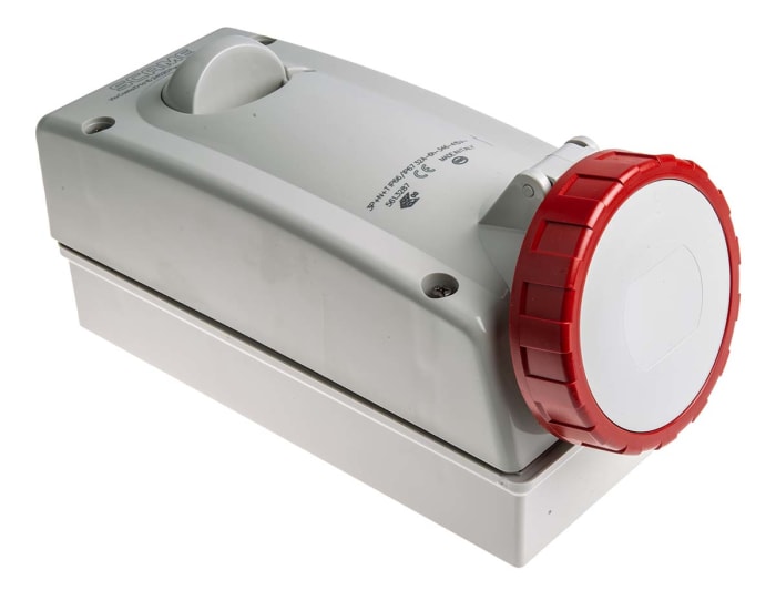 RS PRO Kilitli Priz, 3PN+E, Anahtarlı Priz, IP67, 415 V, 32A, Düz, Topraklama Konumu: 6h