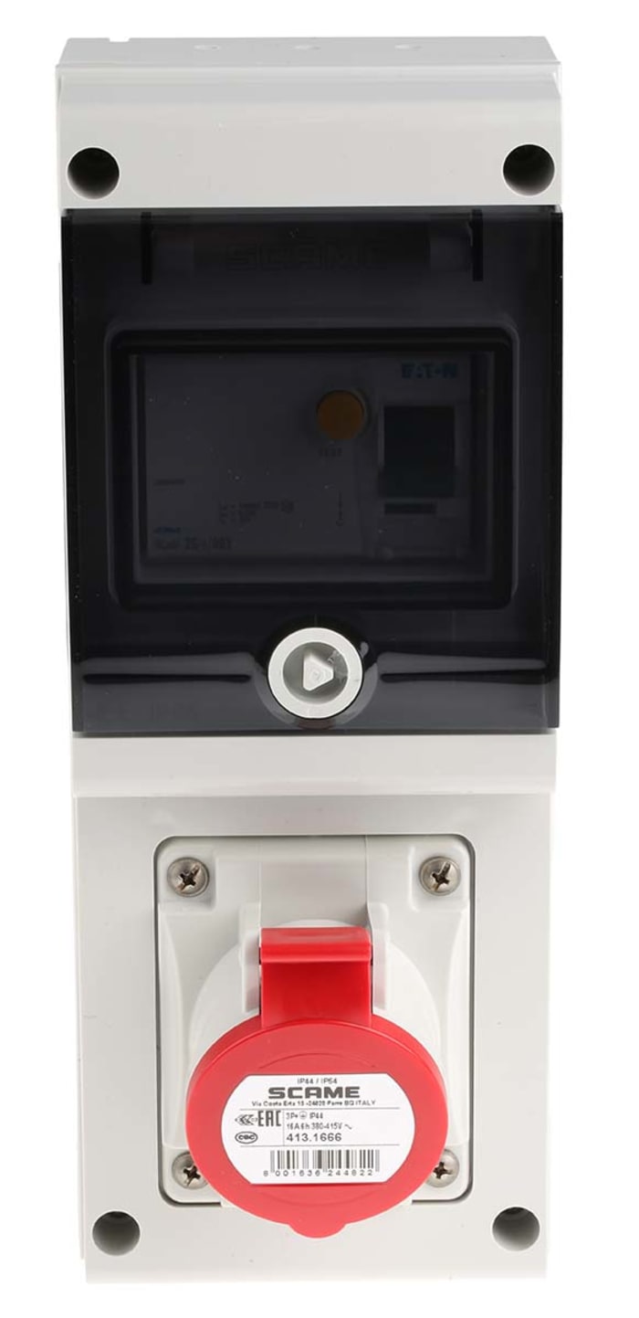 632.1616-R Scame | Scame, DOMINO IP44 Red Wall Mount 3P + E RCD ...