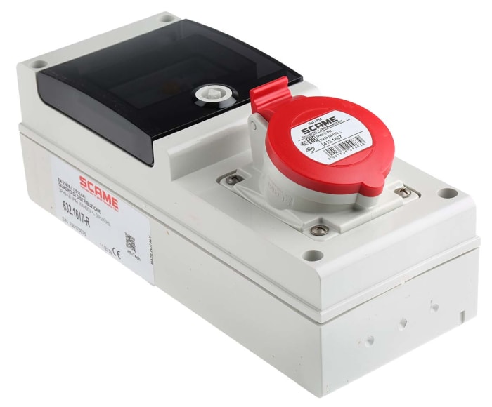 Scame, DOMINO IP44 Red Wall Mount 3P + N + E RCD Industrial Power Connector Socket, Rated At 16A, 415 V