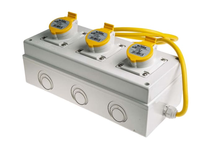 Yel 2P+E trailing skt 2m lead,16A 110V