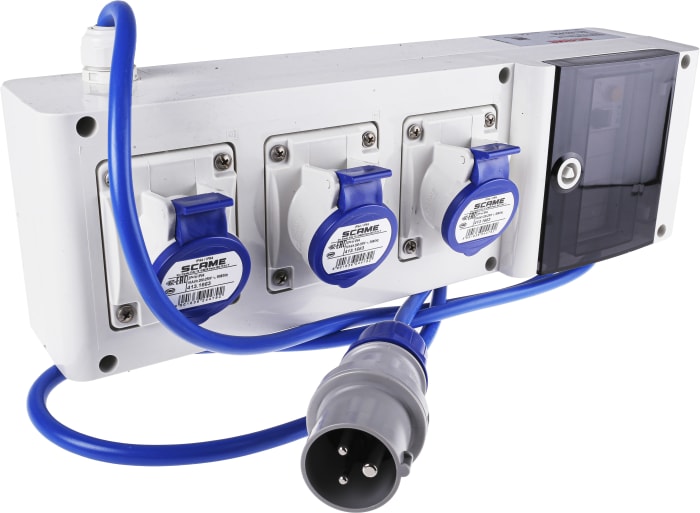 Scame, Block 3 IP44 Red Wall Mount 2P + E RCD Industrial Power Connector Socket, Rated At 16A, 230 V