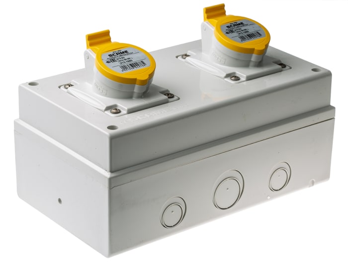 Scame IP44 Yellow Surface Mount 2P + E Industrial Power Socket, Rated At 16A, 100 → 130 V