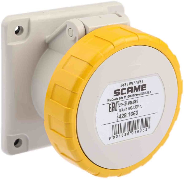 IEC309 Pan Skt strt 16A 110V 2P+E IP67