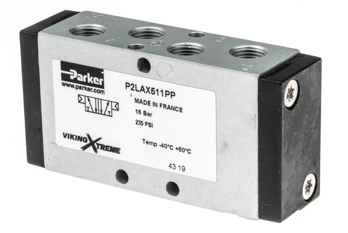 Electrodistributeur pneumatique Parker série Viking Xtreme fonction 5/2, Assistée/Assistée, G 1/8