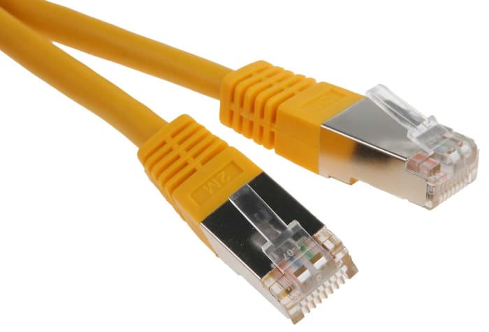 RS PRO, 2m Cat6, Yellow RJ45 to Male RJ45 Male, S/FTP Shielded, Terminated PVC Sheath