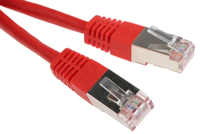 RS PRO, 2m Cat6, Red RJ45 to Male RJ45 Male, S/FTP Shielded, Terminated PVC Sheath