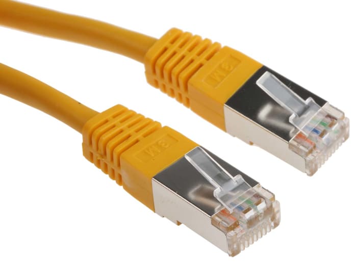 RS PRO, 3m Cat6, Yellow RJ45 to Male RJ45 Male, S/FTP Shielded, Terminated PVC Sheath
