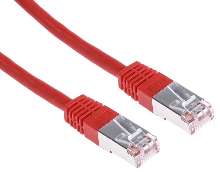 RS PRO, 10m Cat6, Red RJ45 to Male RJ45 Male, S/FTP Shielded, Terminated PVC Sheath