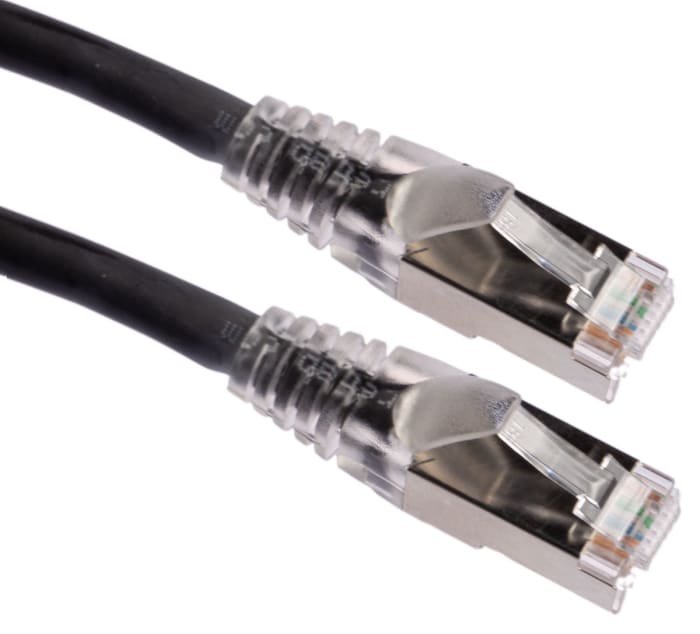 RS PRO, 5m Cat6, Black RJ45 to Male RJ45 Male, S/FTP Shielded, Terminated PVC Sheath