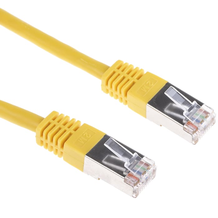 RS PRO, 0.5m Cat6, Yellow RJ45 to Male RJ45 Male, S/FTP Shielded, Terminated PVC Sheath