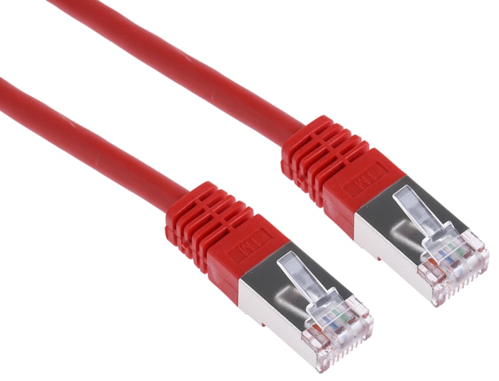 RS PRO, 1m Cat6, Red RJ45 to Male RJ45 Male, S/FTP Shielded, Terminated PVC Sheath