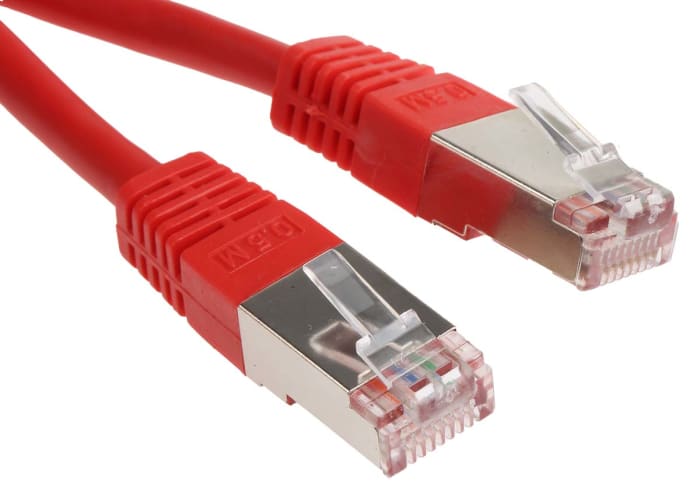 RS PRO, 0.5m Cat6, Red RJ45 to Male RJ45 Male, S/FTPShielded, Terminated PVC Sheath