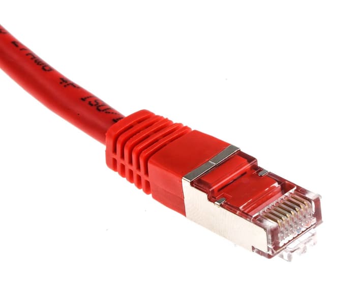 RS PRO, 5m Cat6, Red RJ45 to Male RJ45 Male, S/FTP Shielded, Terminated PVC Sheath