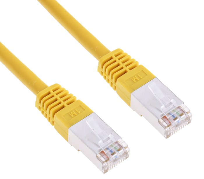 RS PRO, 1m Cat6, Yellow RJ45 to Male RJ45 Male, S/FTPShielded, Terminated PVC Sheath