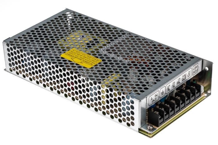 MEAN WELL Switching Power Supply, RT-125D, 5 V dc, 12 V dc, 24 V dc, 2A, 136W, Triple Output, 176 → 264 V ac,