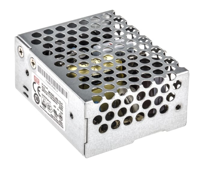 MEAN WELL Switching Power Supply, RS-15-5, 5V dc, 3A, 15W, 1 Output, 120 → 370 V dc, 85 → 264 V ac Input