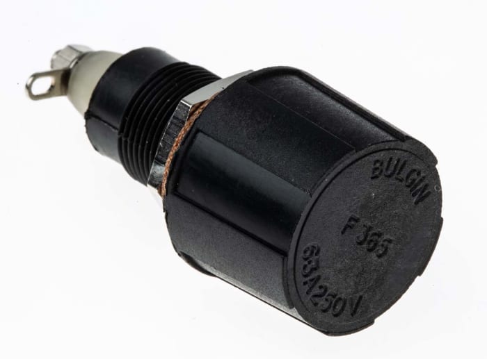 Bulgin 6.3A Panel Mount Fuse Holder for 5 x 20mm Fuse, 1P, 250V ac