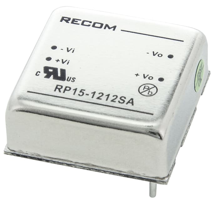 Recom RP15-A DC-DC Converter, 12V dc/ 1.3A Output, 9 → 18 V dc Input, 15W, Through Hole, +85°C Max Temp -40°C