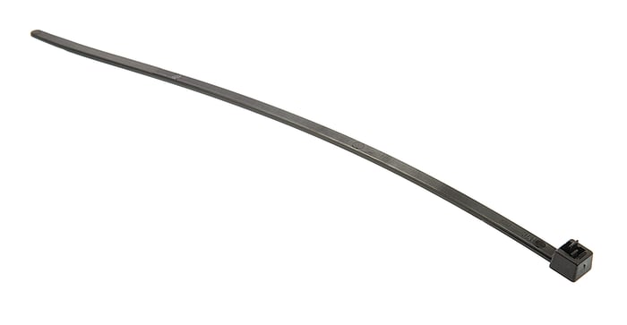 HellermannTyton Cable Tie, Releasable, 200mm x 4.6 mm, Black Polyamide 6.6 (PA66), Pk-100