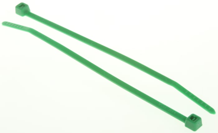 HellermannTyton Cable Tie, 100mm x 2.5 mm, Green Polyamide 6.6 (PA66), Pk-100