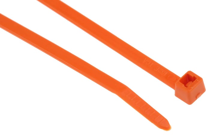 Brida HellermannTyton T50R de Poliamida 6,6 (PA66) Naranja, 200mm x 4,6 mm, No reutilizable