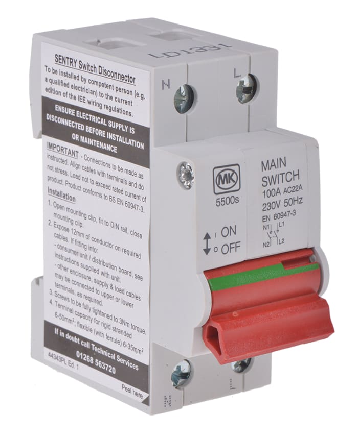 MK Electric 100 A DP Non-Fused Switch Disconnector