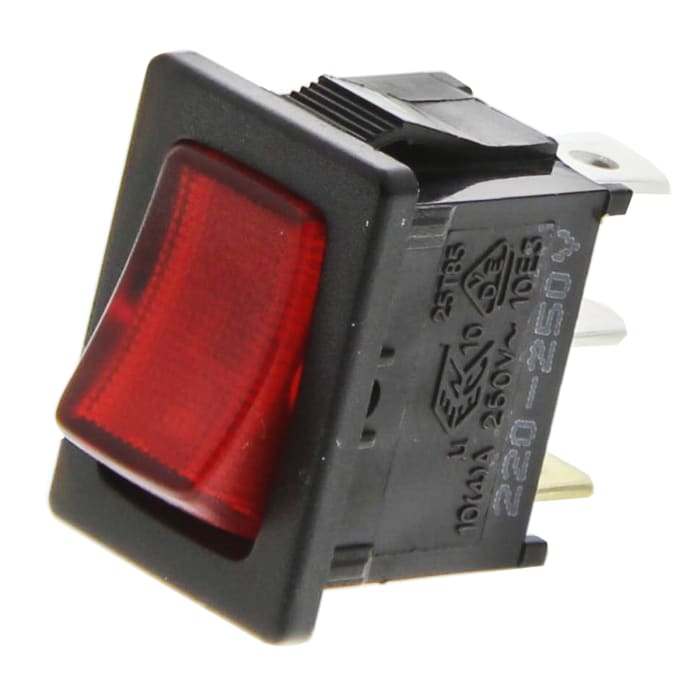 Aydınlatmalı Rocker Anahtar (Rocker Switch), Kırmızı, 19,2mm, 13mm, Tek Kutuplu Tek Atımlı (SPST)