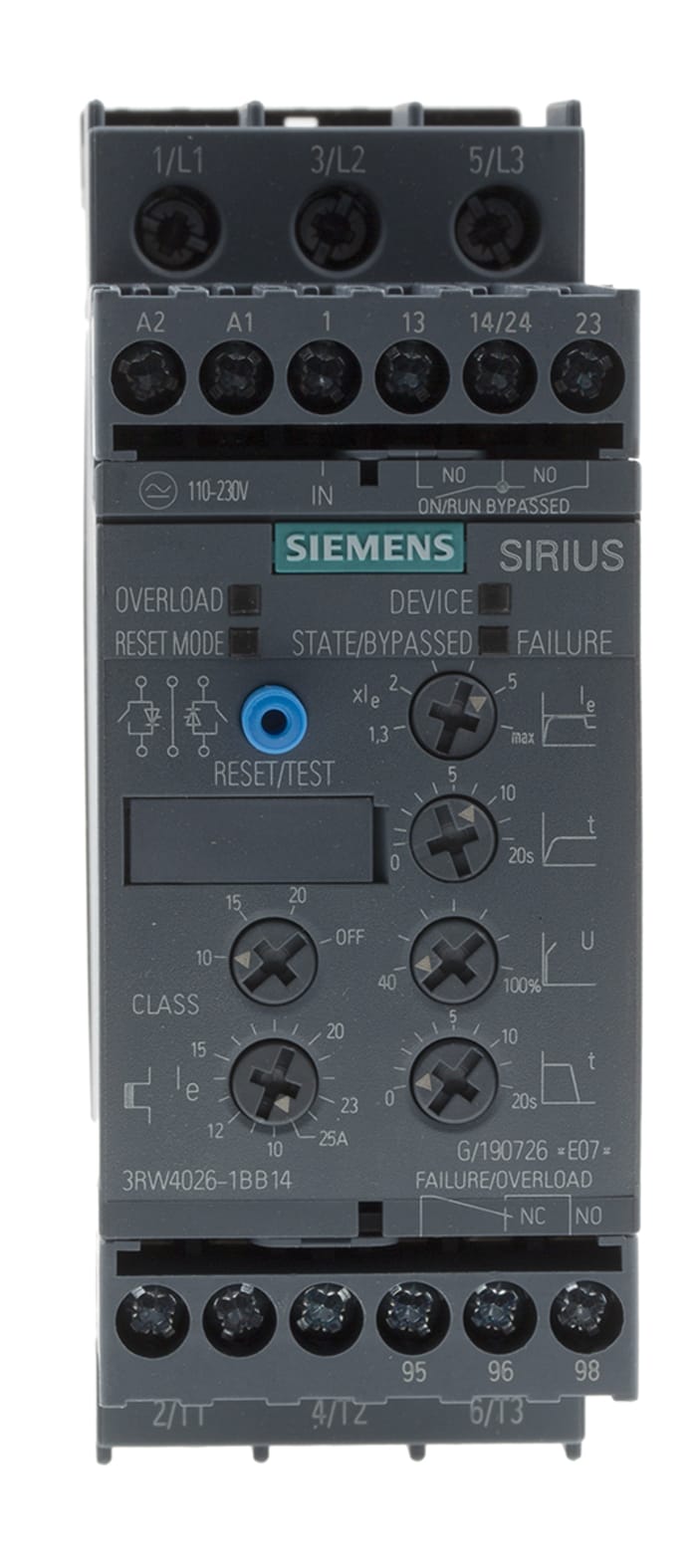 Startér pro plynulý rozběh, řada: 3RW40 11 kW 25 A 480 V AC 3fázový IP20, rozsah: SIRIUS