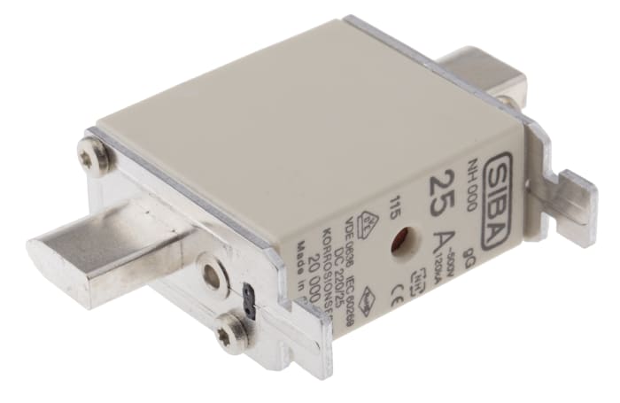 SIBA 25A NH Fuse, NH000, 500V ac