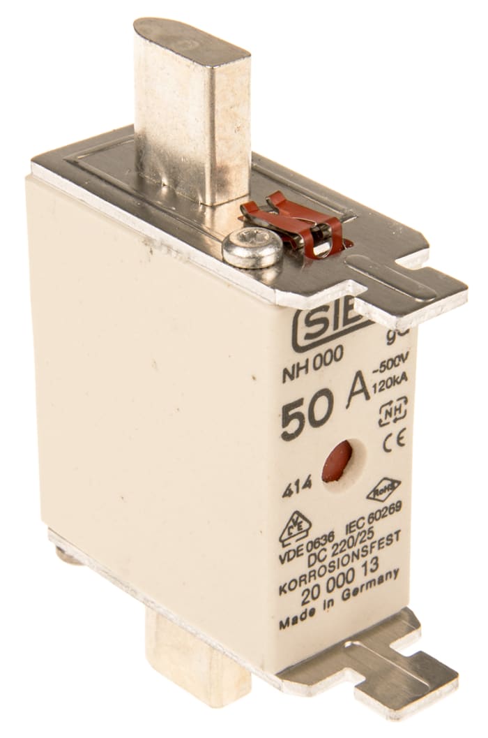 SIBA 50A NH Fuse, NH000, 500V ac