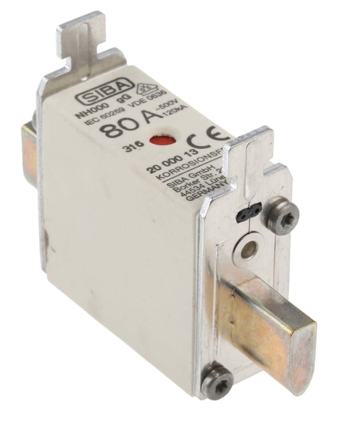 SIBA 80A NH Fuse, NH000, 500V ac
