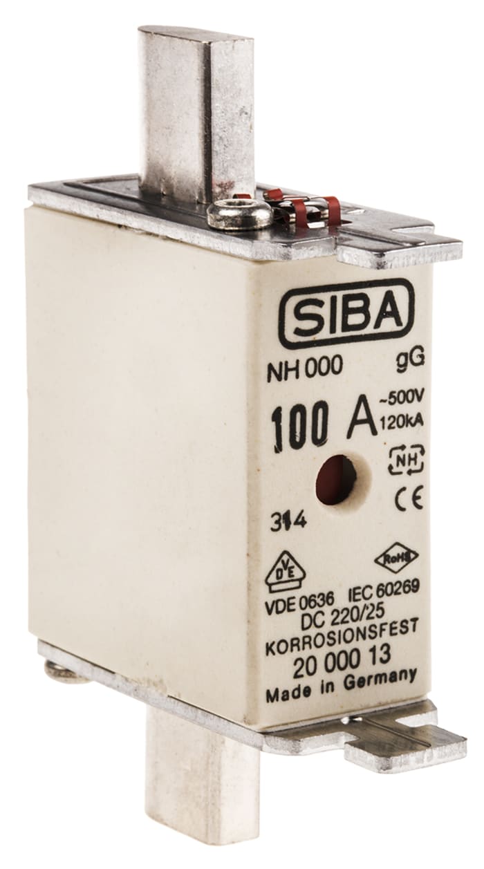 SIBA 100A NH Fuse, NH000, 500V ac