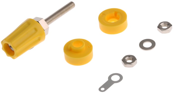 RS PRO 16A, Yellow Binding Post With Brass Contacts and Nickel Plated