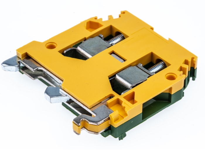 Entrelec SNA Series Green/Yellow Earth Terminal Block, 6mm², Single-Level,  Screw Termination