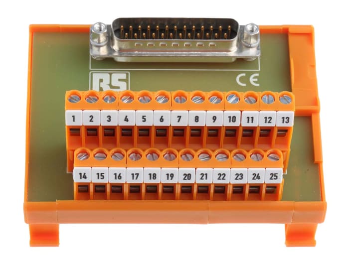 RS PRO 25-Contact Male Interface Module, D-sub Connector, DIN Rail Mount, 1A