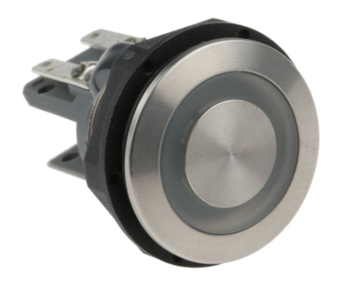 Schurter MSM 19 Series Illuminated Push Button Switch, Momentary, Panel Mount, 19mm Cutout, SPDT, Red LED, 250V ac, IP67