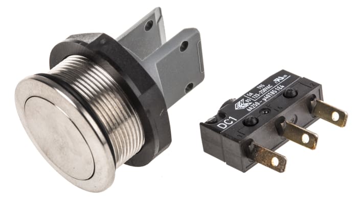 Schurter MSM 19 Series Push Button Switch, Momentary, Panel Mount, 19mm Cutout, SPDT, 250V ac, IP67
