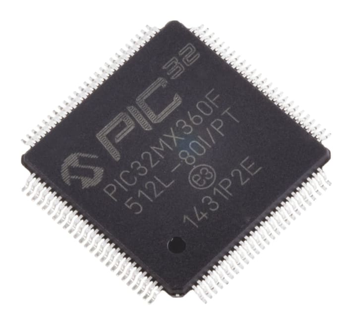 Microchip, 32bit PIC, PIC32MX Microcontroller, 80MHz, 12 kB, 512 kB Flash, 100-Pin TQFP