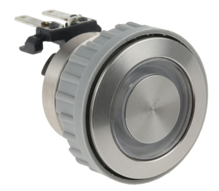 Schurter MSM LA 22 Series Illuminated Push Button Switch, Latching, Panel Mount, 22mm Cutout, DPDT, Blue LED, 125/250V