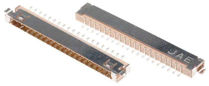 JAE, FI 1.25mm Pitch 20 Way 1 Row Right Angle Surface Mount LVDS Connector, Receptacle, Solder Termination