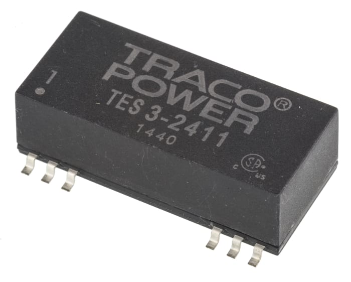 TRACOPOWER TES 3 DC-DC Converter, 5V dc/ 600mA Output, 18 → 36 V dc Input, 3W, Surface Mount, +85°C Max Temp
